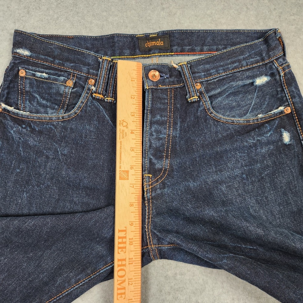 Chimala Jeans 31x34 Blue Raw Denim Straight Button Fly Distressed Made In Japan - Picture 12 of 16